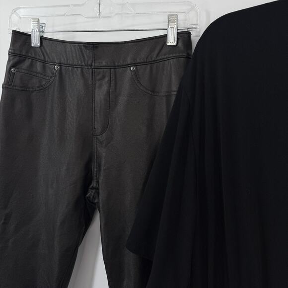 Spanx Faux Leather Like Ankle Skinny Jeans Brown Women size Small Petite 20282Q - Picture 7 of 14